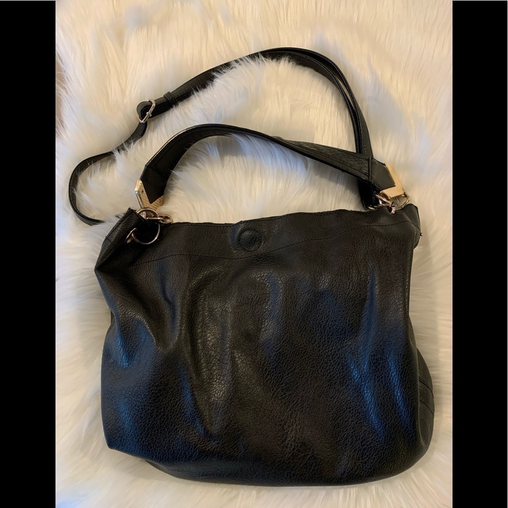 melie bianco vegan leather black womens bag.